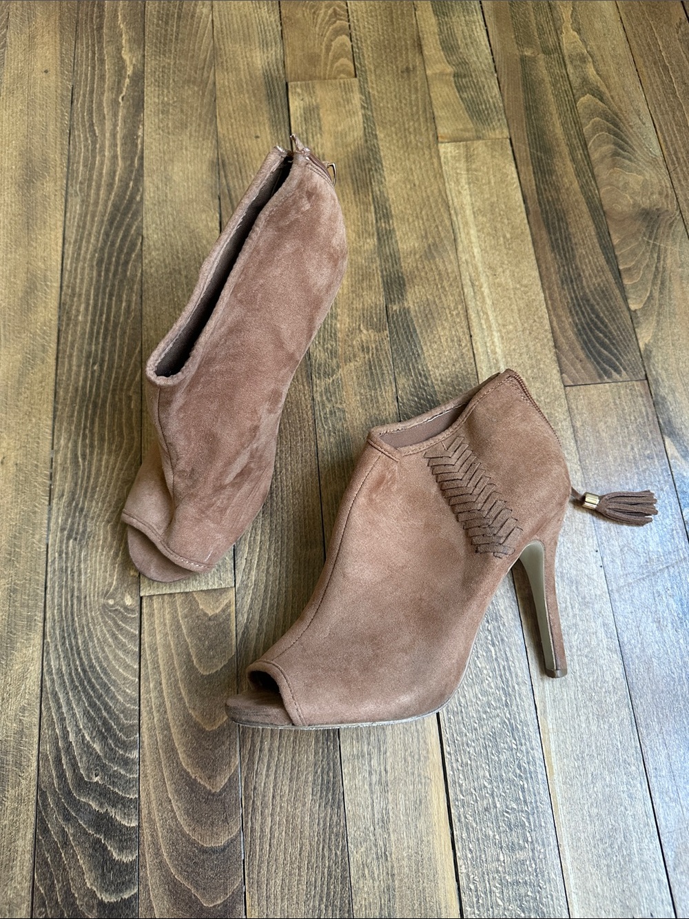 Madden Girl Suede Peep-Toe Booties